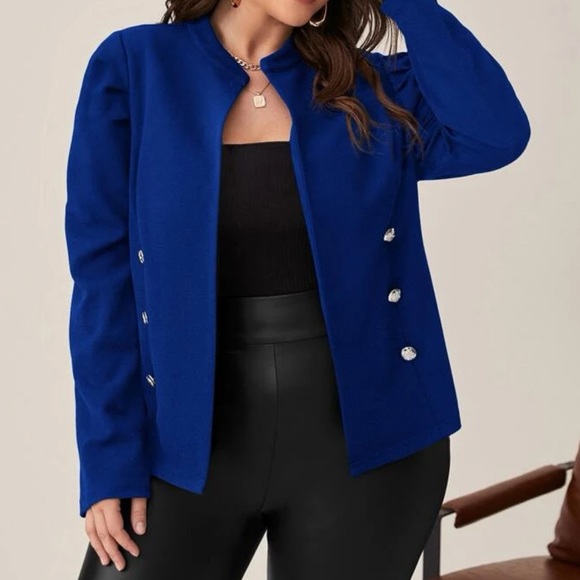 Plus size red puff sleeve jacket - Picture 5 of 13